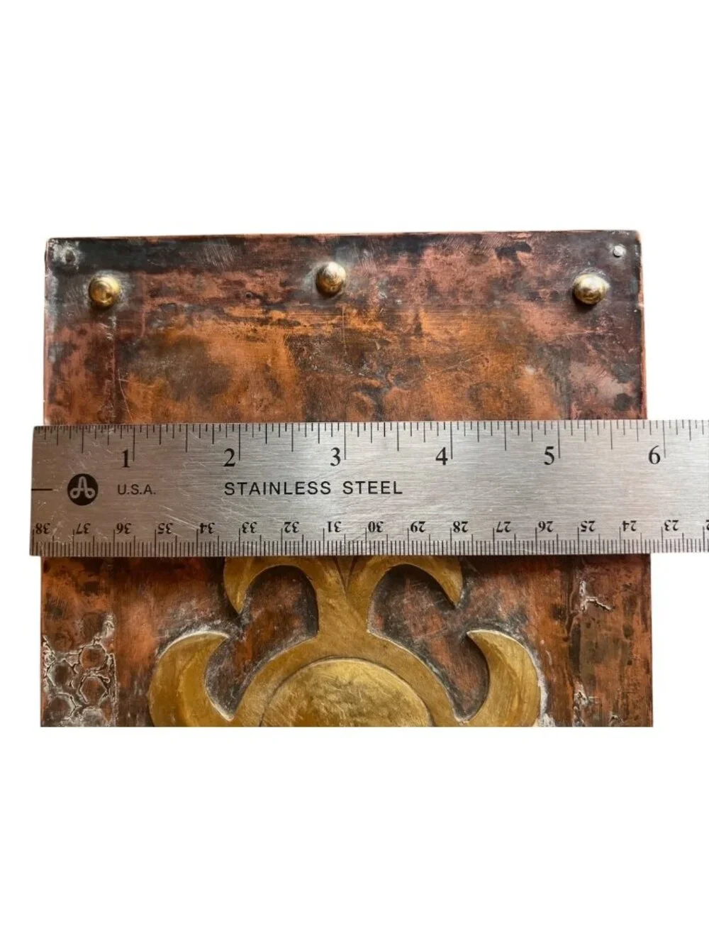 Antique Anglo-Indian Coper Clad Wood Box Brass Hardware & Handles c.1900 Patina